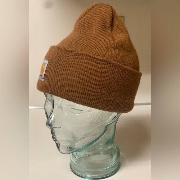 Adult Unisex One Size 100% Acrylic CARHARTT Brown Cuffed Watch Cap Beanie Hat - Picture 5 of 11